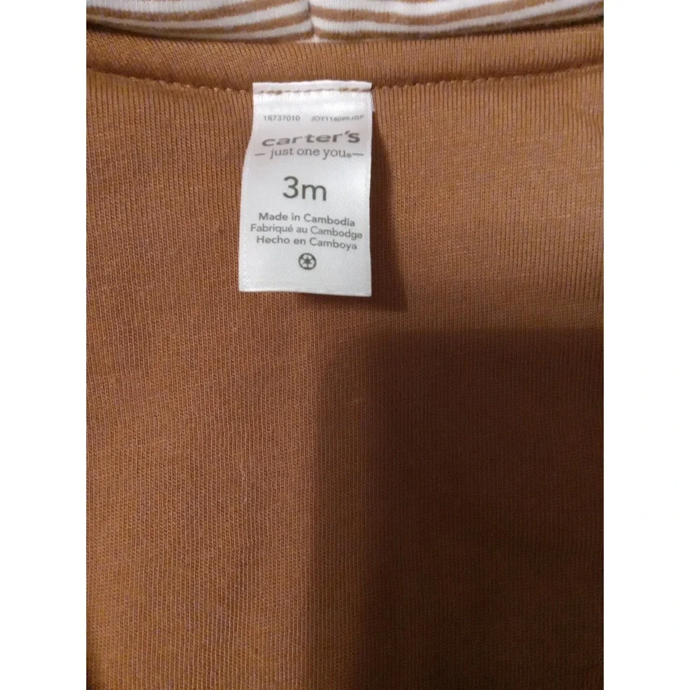 Carter's Baby Just One You Plush Brown Bear Hooded Snuggle Snow Suit 3 Months